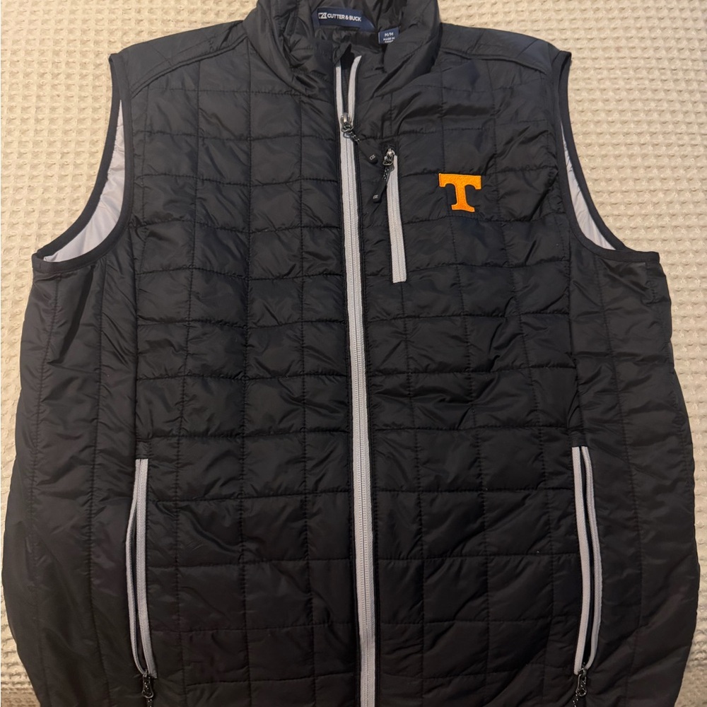 Cutter & Buck Black Quilted Vest with Orange Accent